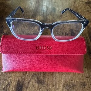GUESS Grey and Clear Glasses with Red Case